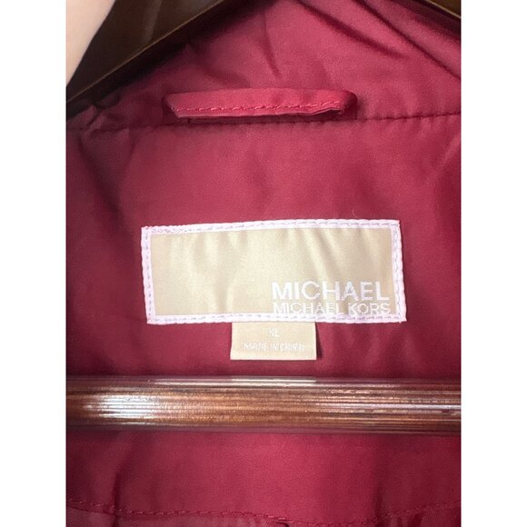 Michael Kors Red Puffer Jacket with Faux Fur Hood - Picture 5 of 6